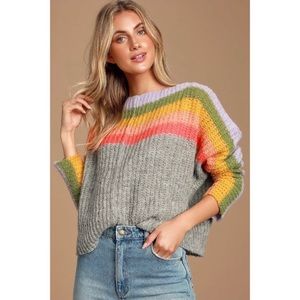 Free People See The Rainbow Stripe Knit Alpaca Sweater